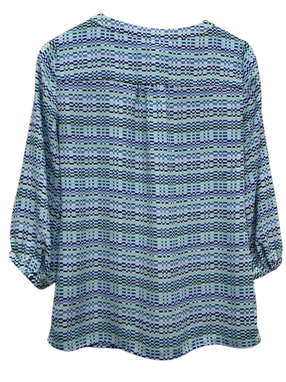 Banana Republic Blue and Green Geometric Scoop Neck Blouse - Picture 4 of 10